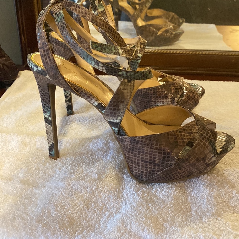Jessica Simpson snake skin stilettos.